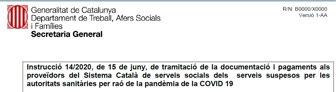 Instrucció 14/2020, de 15 de juny, INDICACIONS I PLANTILLA FAC. 2020 GESTIO DELEGADA