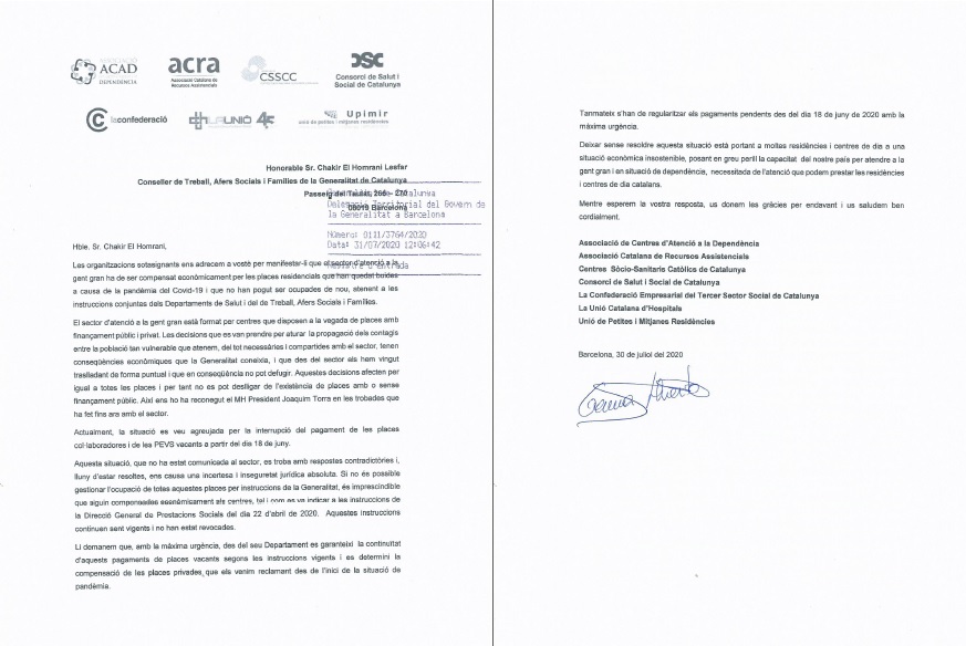 CARTA DIRIGIDA AL CONSELLER CHAKIR EL HOMRANI